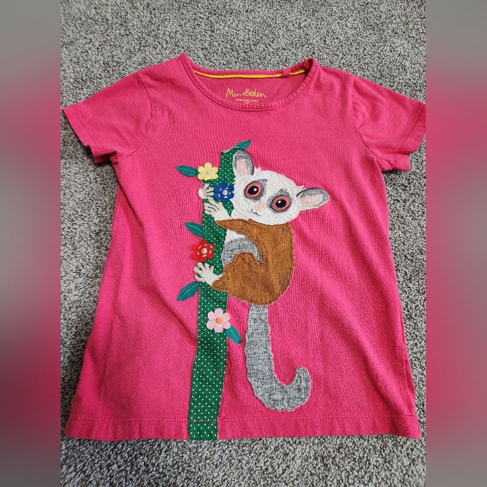 Mini Boden Appliqué Hot Pink Bush Baby T-shirt